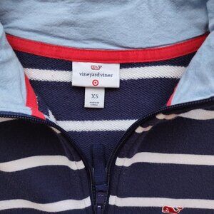 Vineyard Vines 1/4 Zip Polo L/S Blue Nautical Stripe Red Whale Women's Size XS